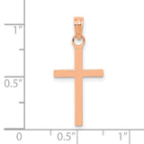 Polished Cross Charm Pendant in Real 14k Rose Gold