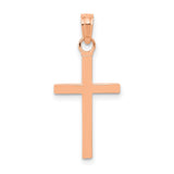 Polished Cross Charm Pendant in Real 14k Rose Gold