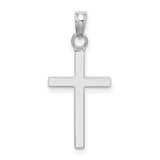 14k White Gold Cross Pendant with Mirror Finish, Modern Minimalist Faith Design