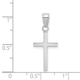 14k White Gold Cross Pendant with Mirror Finish, Modern Minimalist Faith Design