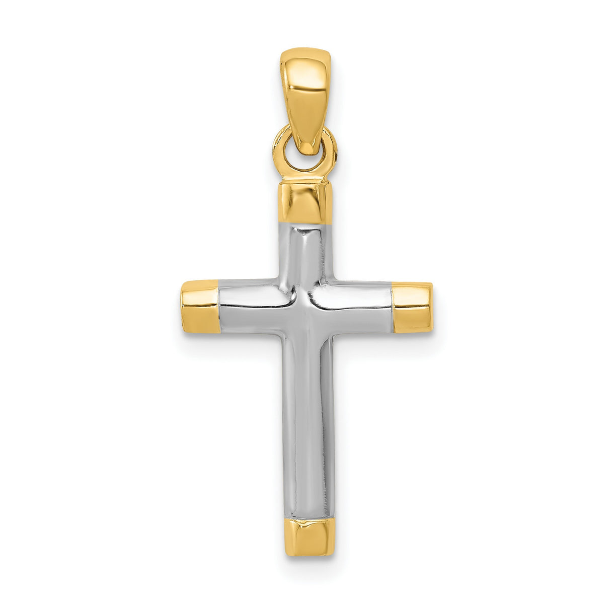 Latin Cross Charm Pendant in Real 14k Multi-Tone Gold