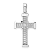 Latin Cross With Capped Ends Charm Pendant in Real 14k White Gold