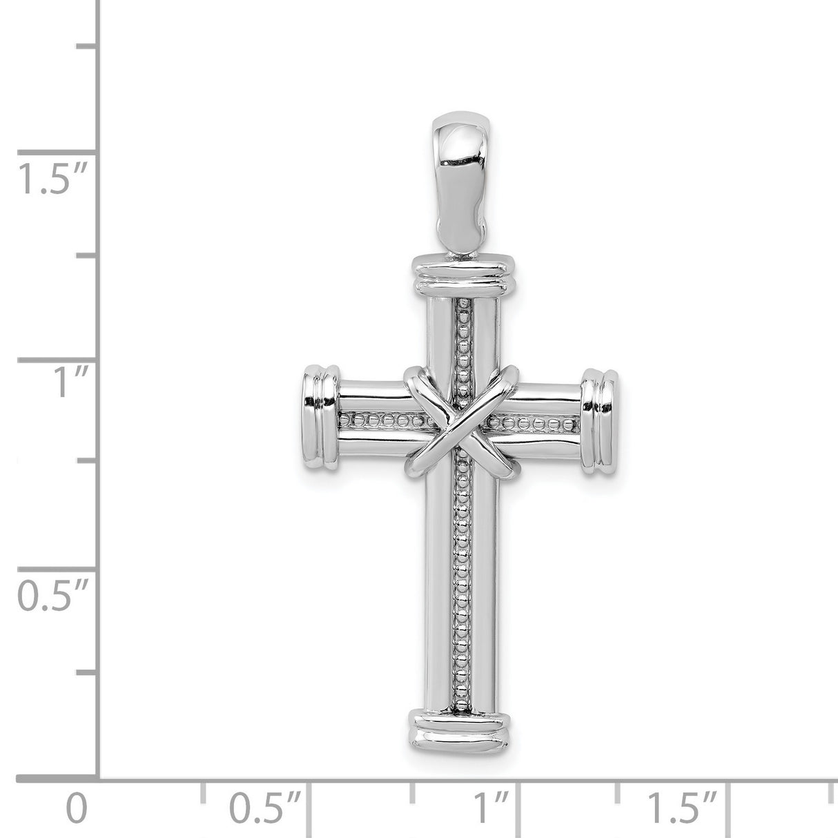 Latin Cross With Capped Ends Charm Pendant in Real 14k White Gold