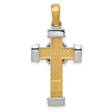 Latin Cross With Capped Ends Charm Pendant in Real 14k Multi-Tone Gold