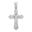 14k White Gold Cross Pendant with High Polish Finish, Tapered Bail, Layered Design