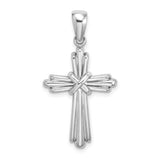 14k White Gold Cross Pendant with High Polish Finish, Tapered Bail, Layered Design