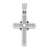 14k White Gold Cross Pendant with Wrapped Design, Religious Minimalist Charm for Men and Women