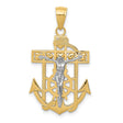 Mariners Crucifix Charm Pendant in Real 14k Multi-Tone Gold