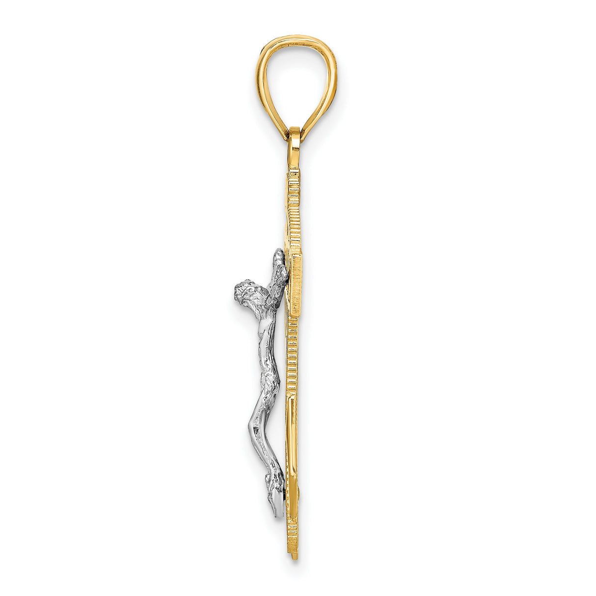 Mariners Crucifix Charm Pendant in Real 14k Multi-Tone Gold