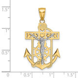 Mariners Crucifix Charm Pendant in Real 14k Multi-Tone Gold
