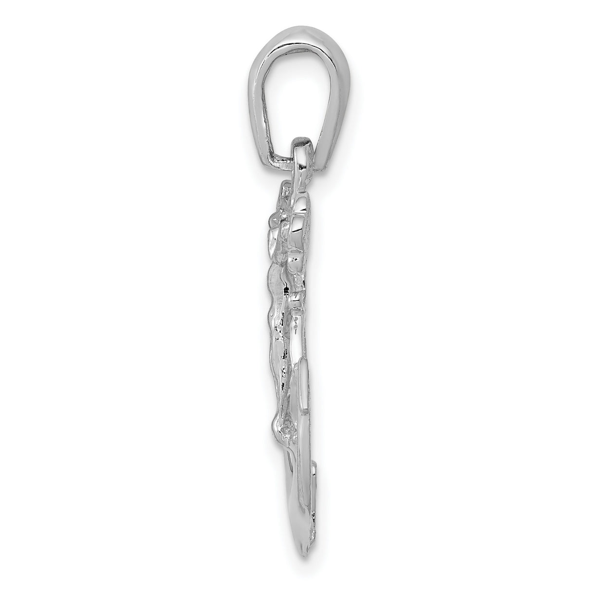 Mariners Crucifix Charm Pendant in Real 14k White Gold