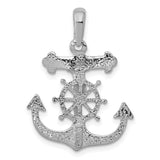 Mariners Crucifix Charm Pendant in Real 14k White Gold