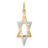 Elongated Jewish Star Of David Charm Pendant in Real 14k Multi-Tone Gold