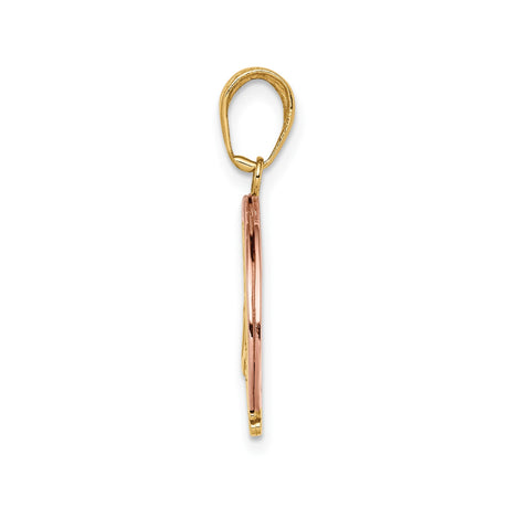 14k Two-Tone Gold Rainbow Follow Your Dreams Pendant, Inspirational Charm for Women and Teens