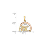 14k Two-Tone Gold Rainbow Follow Your Dreams Pendant, Inspirational Charm for Women and Teens