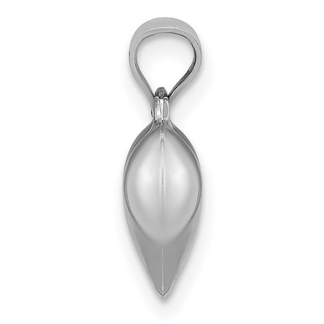 14k White Gold Heart Pendant, Polished Puffed Charm Design for Women