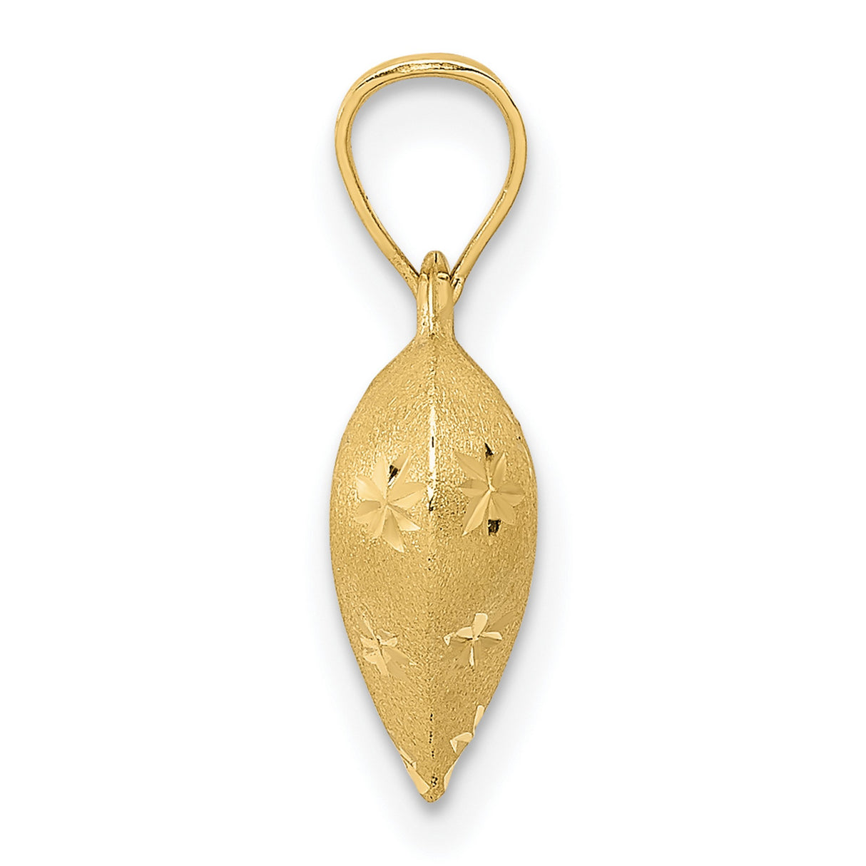 14k Yellow Gold Heart Pendant with Textured Finish and Starburst Engraving