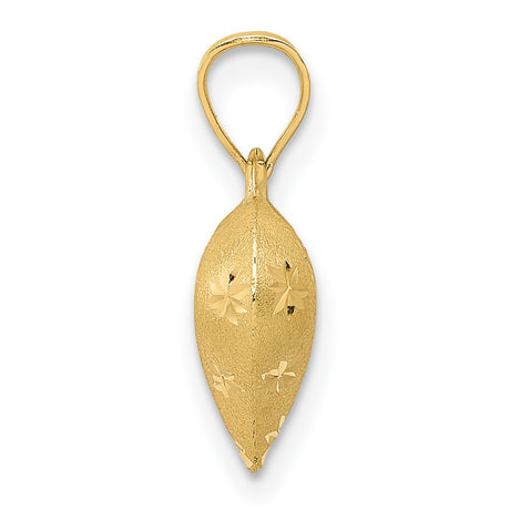 14k Yellow Gold Heart Pendant with Textured Finish and Starburst Engraving