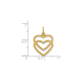14k Yellow Gold Double Open Heart Pendant, Minimalist Romantic Jewelry for Women