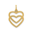 14k Yellow Gold Double Open Heart Pendant, Minimalist Romantic Jewelry for Women