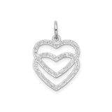 14k White Gold Double Open Heart Pendant, Minimalist Romantic Jewelry for Women