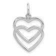 14k White Gold Double Open Heart Pendant, Minimalist Romantic Jewelry for Women