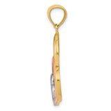 14k Two-Tone Gold Heart Pendant with Interlocking Rose, Yellow, and White Gold Hearts