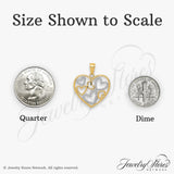 14k Two-Tone Gold Heart Pendant with Openwork Intertwined Design for Women