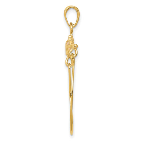 14k Two-Tone Gold Pendant with Yellow Gold Leaves and Rose Gold Flower, Nature-Inspired Floral Design