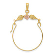 14k Two-Tone Gold Pendant with Yellow Gold Leaves and Rose Gold Flower, Nature-Inspired Floral Design