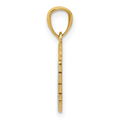 14k Multi-Tone Gold Heart Pendant with Rhodium Accents and Arrow Through Heart Design