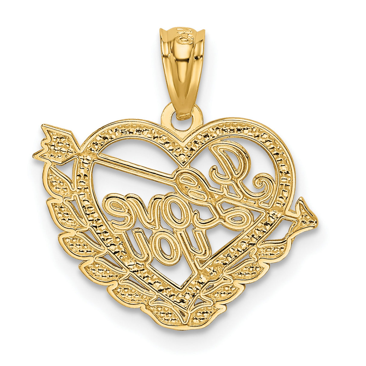 14k Multi-Tone Gold Heart Pendant with Rhodium Accents and Arrow Through Heart Design