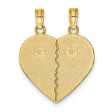 BEST FRIENDS Break-a-part Heart Charm Pendant in Real 14k Yellow Gold