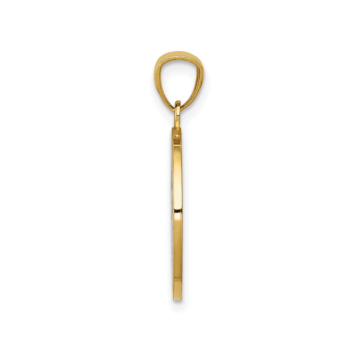 14k Two-Tone Gold Pendant with Heart Laugh Love Friends Design, Circle Rose Charm for Women