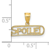 14k Yellow Gold Spoiled Pendant, Bold Script Letter Charm for Women