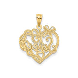 14k Two-Tone Gold Heart Pendant with Butterfly and Sweet 16 Design