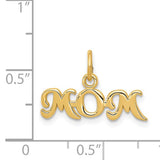 14k Yellow Gold Mom Pendant, Script Handwritten Style Charm Representing Motherhood and Love