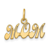 14k Yellow Gold Mom Pendant with Script Lettering, Sentimental Motherhood Charm for Women