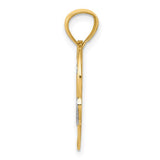14k Yellow Gold Heart Pendant with Rhodium Accents, Number 1 Mom Script Design