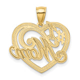 #1 Mom Heart Charm Pendant in Real 14k Multi-Tone Gold