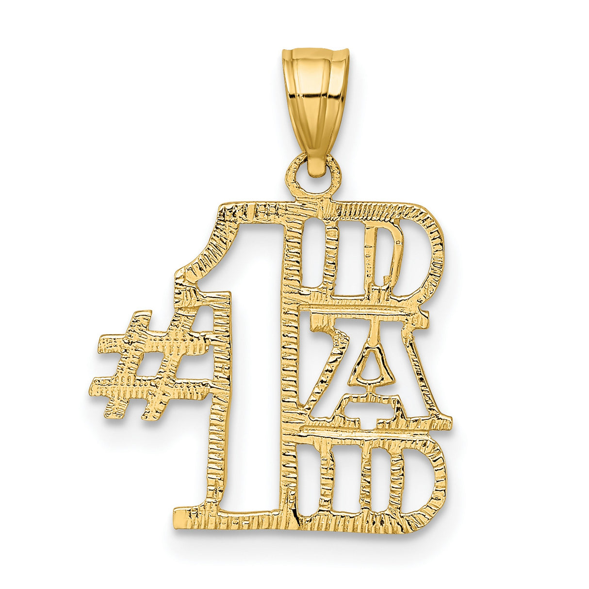 #1 DAD Charm Pendant in Real 14k Yellow Gold