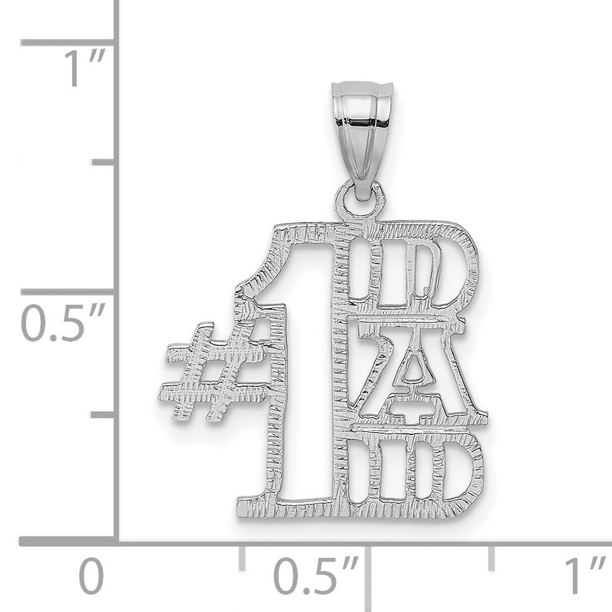 #1 DAD Charm Pendant in Real 14k White Gold