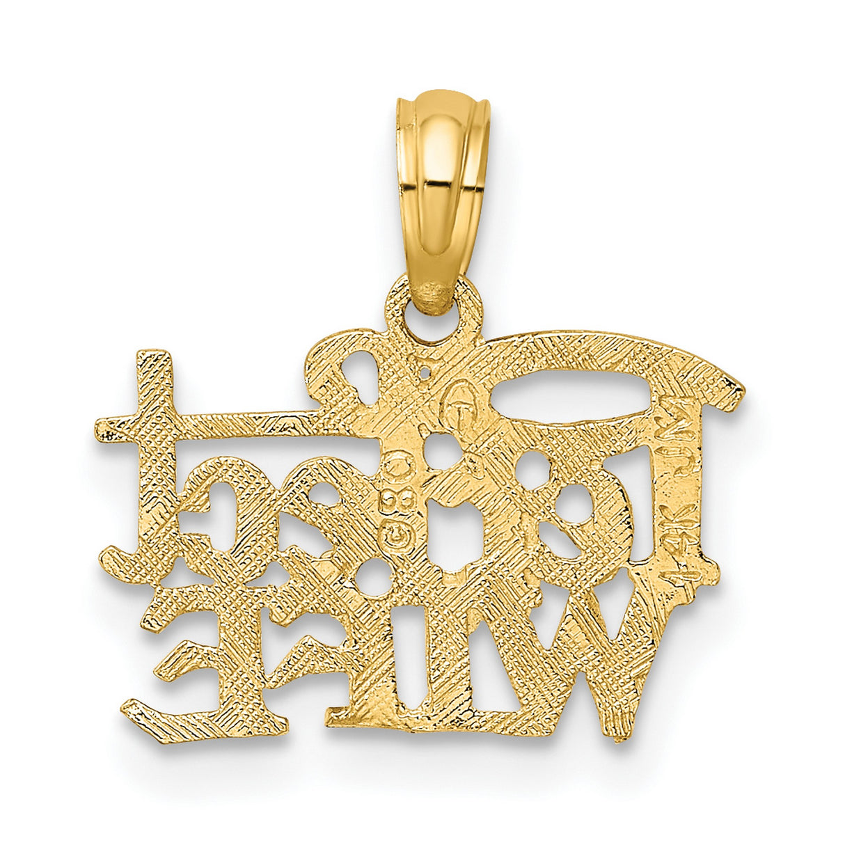 14k Yellow Gold Wife Pendant Charm with Bold Lettering, Romantic Sentimental Jewelry for Women