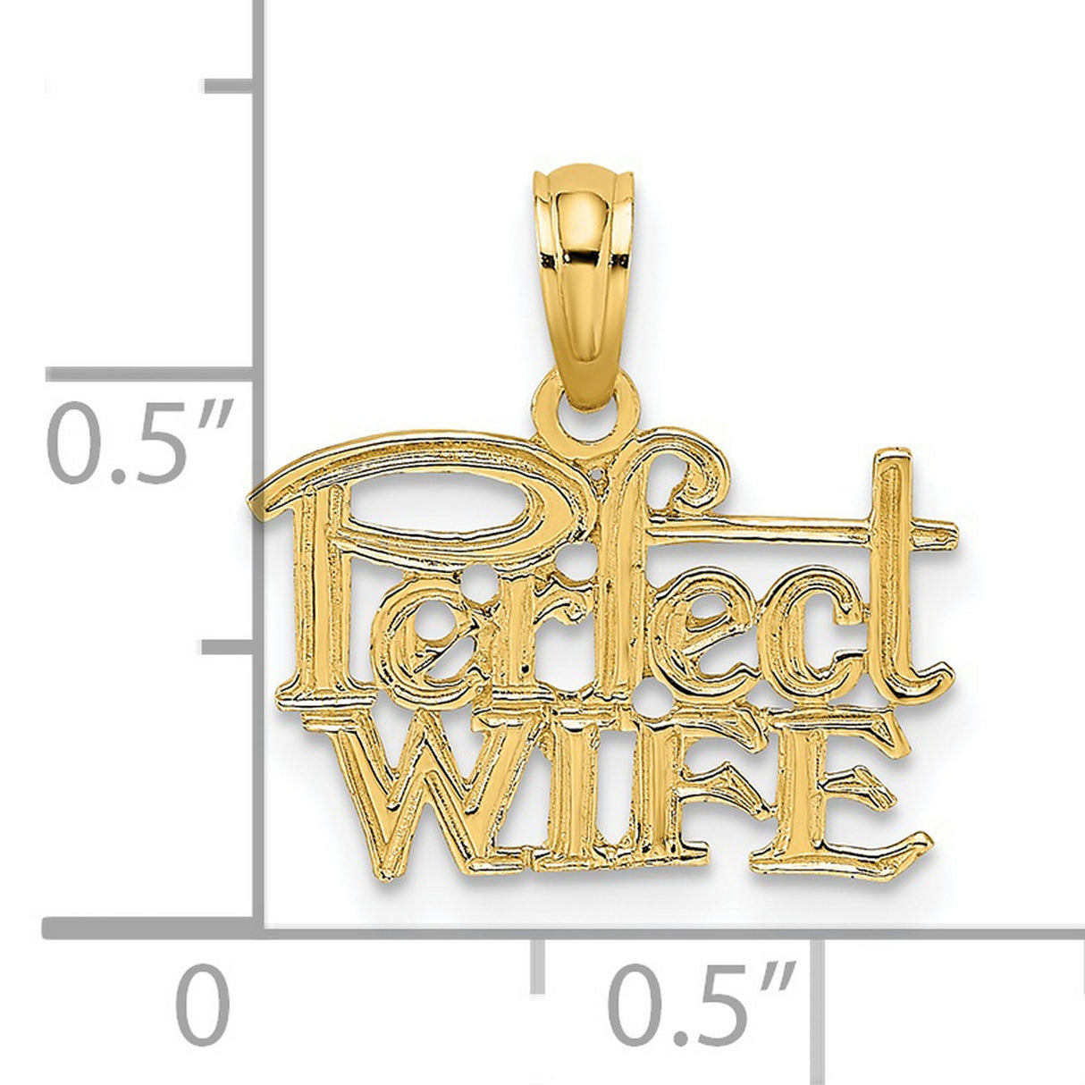 14k Yellow Gold Wife Pendant Charm with Bold Lettering, Romantic Sentimental Jewelry for Women