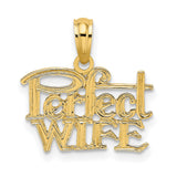 14k Yellow Gold Wife Pendant Charm with Bold Lettering, Romantic Sentimental Jewelry for Women