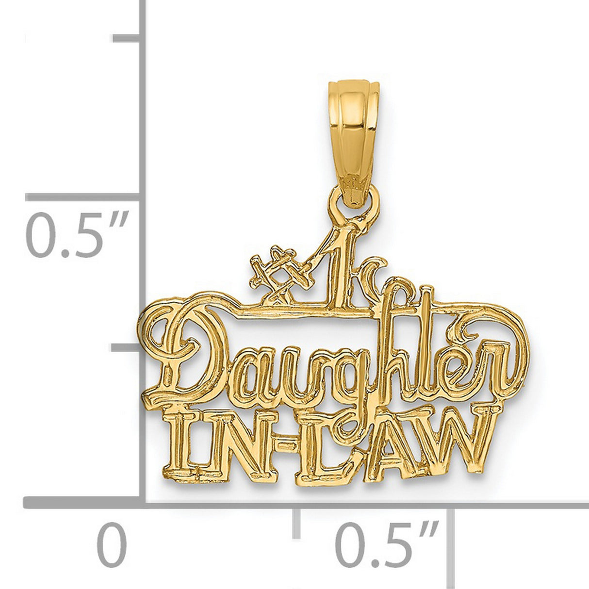 #1 DAUGHTER-IN-LAW Charm Pendant in Real 14k Yellow Gold