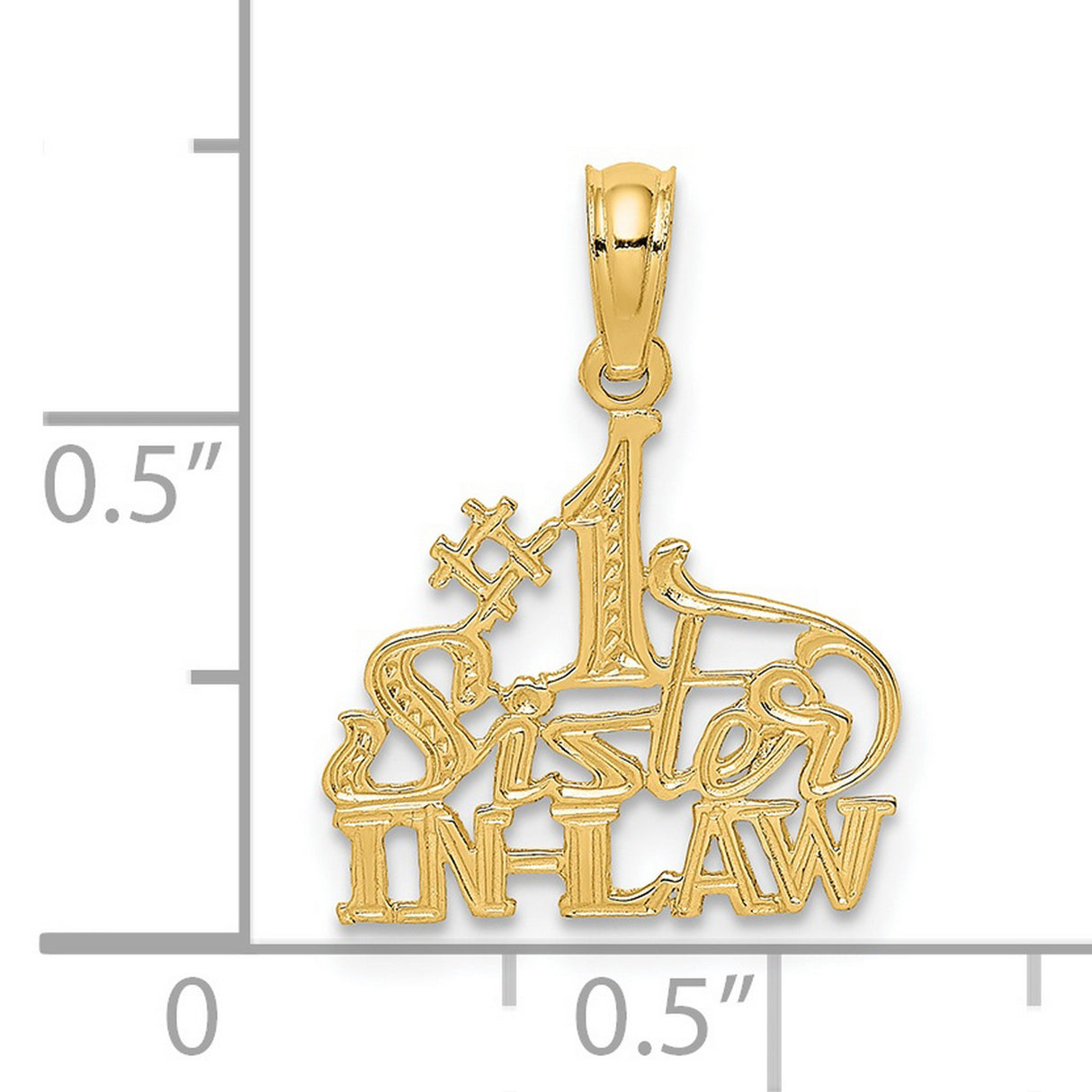 #1 SISTER-IN-LAW Charm Pendant in Real 14k Yellow Gold