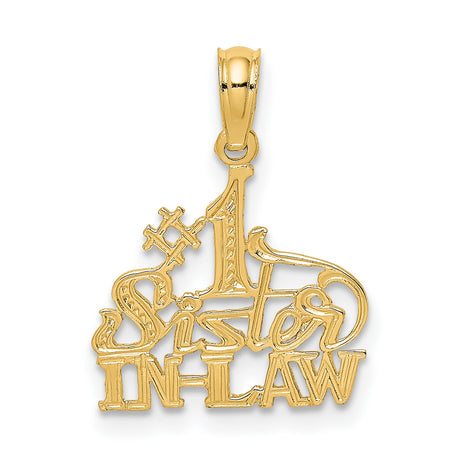 #1 SISTER-IN-LAW Charm Pendant in Real 14k Yellow Gold