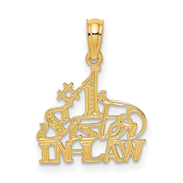 #1 SISTER-IN-LAW Charm Pendant in Real 14k Yellow Gold