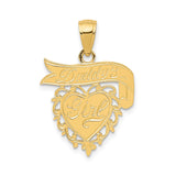 14k Yellow Gold Heart Filigree Pendant, Daddys Girl Charm, Sentimental Jewelry for Women